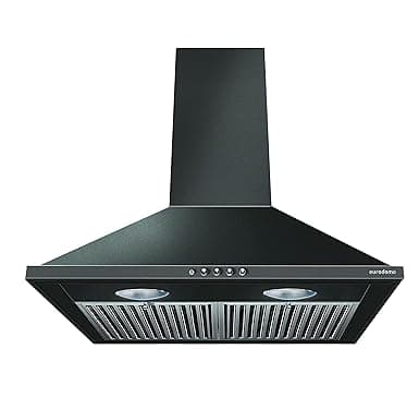 Eurodomo 60 cm 1000 m³/hr pyramid Kitchen Chimney (HOOD CARBON PB BK 60 (EURODOMO), Baffle Filter, Black)