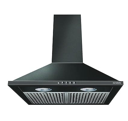Eurodomo 60 cm 1000 m³/hr pyramid Kitchen Chimney (HOOD CARBON PB BK 60 (EURODOMO), Baffle Filter, Black)