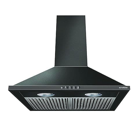 Eurodomo 60 cm 1000 m³/hr pyramid Kitchen Chimney (HOOD CARBON PB BK 60 (EURODOMO), Baffle Filter, Black)