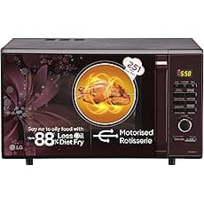LG 28 L Scan to Cook Wi-Fi Enabled Charcoal Convection Microwave Oven (MJEN286VIW, Black, Stainless steel cavity, Heart Friendly Recipes, Ghee, Diet Fry & 360° Motorised Rotisserie for Bar-be-queing)