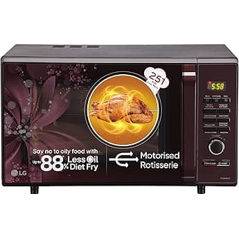 LG 28 L Scan to Cook Wi-Fi Enabled Charcoal Convection Microwave Oven (MJEN286VIW, Black, Stainless steel cavity, Heart Friendly Recipes, Ghee, Diet Fry & 360° Motorised Rotisserie for Bar-be-queing)