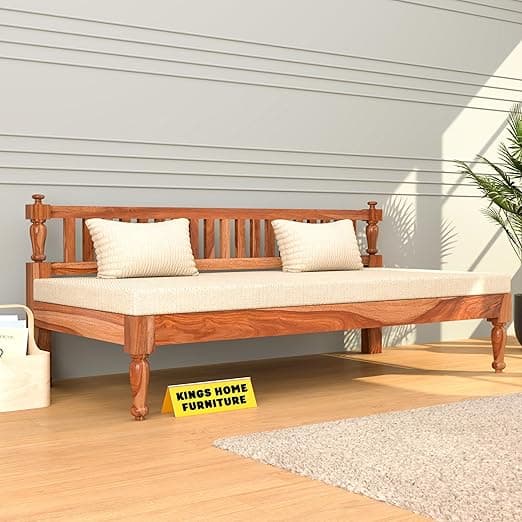 Solid Sheesham Wood Sofa 3 Seater Sofa Diwan Bed for Home Living Room Wooden Couch Diwan Sofa Settee for Living Room and Office | Rosewood Three 3 Seater Sofa (A-Honey)