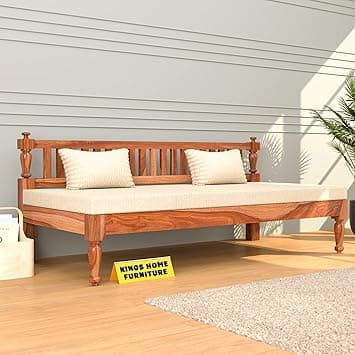 Solid Sheesham Wood Sofa 3 Seater Sofa Diwan Bed for Home Living Room Wooden Couch Diwan Sofa Settee for Living Room and Office | Rosewood Three 3 Seater Sofa (A-Honey)