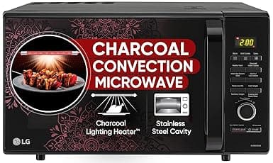 LG 28 L Charcoal Convection Healthy Microwave Oven (MJ2887BIUM, Black, Healthy Heart Recipes, Diet Fry, Pasteurized Milk, 360° Motorised Rotisserie & 10 Years of warranty on Charcoal Heater)