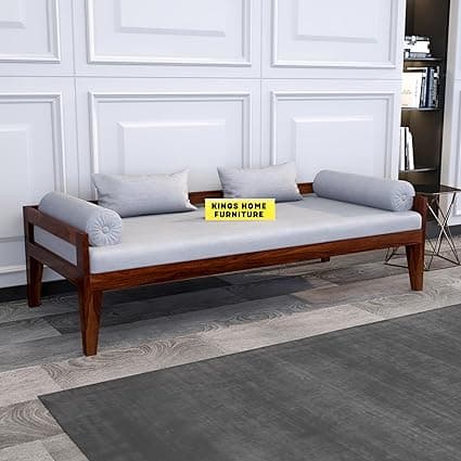Solid Sheesham Wood Sofa 3 Seater Sofa Diwan Bed for Home Living Room Wooden Couch Diwan Sofa Settee for Living Room and Office | Rosewood Three 3 Seater Sofa (B-Walnut)