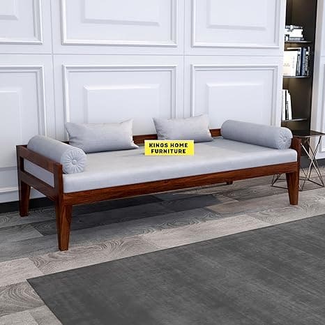 Solid Sheesham Wood Sofa 3 Seater Sofa Diwan Bed for Home Living Room Wooden Couch Diwan Sofa Settee for Living Room and Office | Rosewood Three 3 Seater Sofa (B-Walnut)
