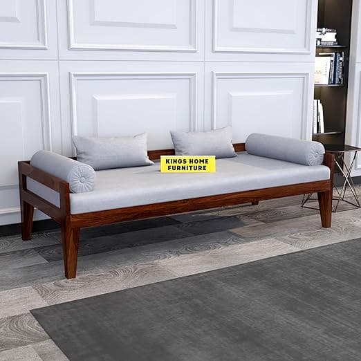 Solid Sheesham Wood Sofa 3 Seater Sofa Diwan Bed for Home Living Room Wooden Couch Diwan Sofa Settee for Living Room and Office | Rosewood Three 3 Seater Sofa (B-Walnut)