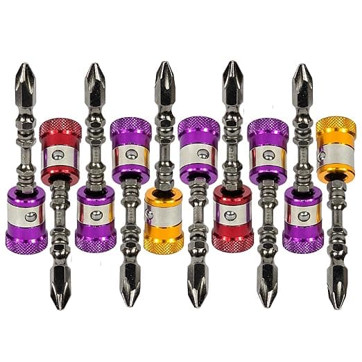 Digital Craft 10pc PH2 Disco Bit 65mm Double End Magnetic Screwdriver Bit Set – Heavy-Duty Drill & Driver Bits with Magnetic Ring, Brass Fittings, Hex Nuts & Protective Caps for Power Tools