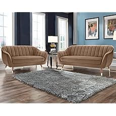 Chesterfield Velvet Upholstery 3-Seater with Armchair and Footrest, Design in 3+1+Footrest Sofa for Living Room, Bedroom, Hallways (Ashrose)