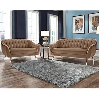 Chesterfield Velvet Upholstery 3-Seater with Armchair and Footrest, Design in 3+1+Footrest Sofa for Living Room, Bedroom, Hallways (Ashrose)