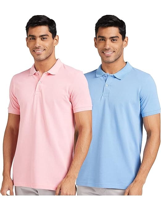 Amazon Brand - Symbol Men's Cotton Rich Solid Polo Tshirt | Collar Tshirts | Half Sleeves | Plain-Regular Fit (Available in Plus Sizes and Combo Pack of 2)