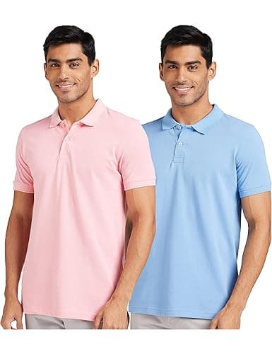 Amazon Brand - Symbol Men's Cotton Rich Solid Polo Tshirt | Collar Tshirts | Half Sleeves | Plain-Regular Fit (Available in Plus Sizes and Combo Pack of 2)