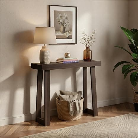 Plank+Beam Solid Wood Console Table, 36”, Sofa Table, Narrow Entryway Table for Hallway, Behind the Couch, Living Room, Foyer, Easy Assembly, Walnut