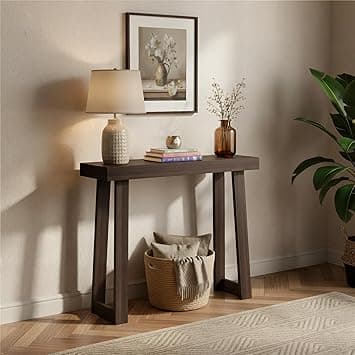 Plank+Beam Solid Wood Console Table, 36”, Sofa Table, Narrow Entryway Table for Hallway, Behind the Couch, Living Room, Foyer, Easy Assembly, Walnut