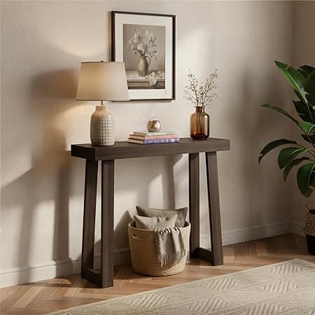 Plank+Beam Solid Wood Console Table, 36”, Sofa Table, Narrow Entryway Table for Hallway, Behind the Couch, Living Room, Foyer, Easy Assembly, Walnut