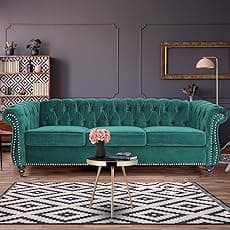 Modern 3 Seater Black Fabric Sofa for Living Room, Soft Cushioned Large Couch, Premium Comfort Sofa for Home & Office (2 Year Warranty)