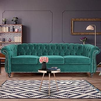Modern 3 Seater Black Fabric Sofa for Living Room, Soft Cushioned Large Couch, Premium Comfort Sofa for Home & Office (2 Year Warranty)