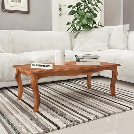 Solid Sheesham Wood Wooden Centre Table Coffee Table Center Table Teapoy for Living Room Wooden Home Furniture (Honey Finish, Small)