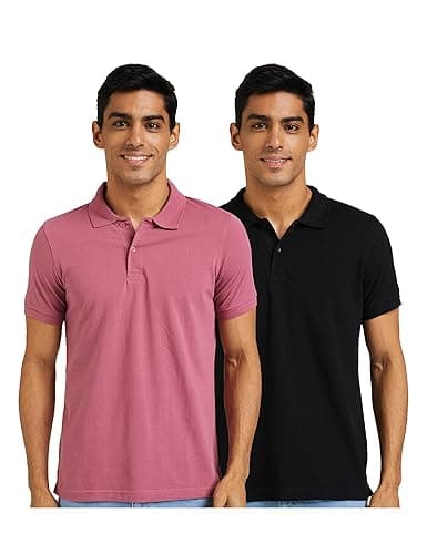Amazon Brand - Symbol Men's Cotton Rich Solid Polo Tshirt | Collar Tshirts | Half Sleeves | Plain-Regular Fit (Available in Plus Sizes and Combo Pack of 2)