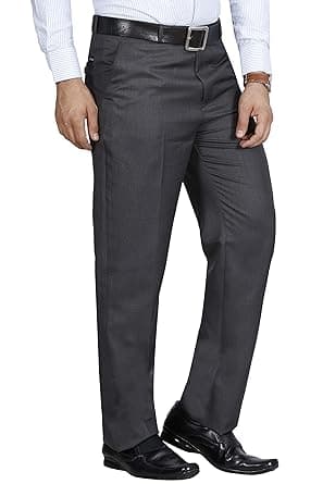 Mc Henry Men's Classic Solid Formal Comfort/Regular Fit Stretchable Wrinkle Free Trousers