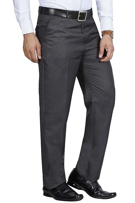 Mc Henry Men's Classic Solid Formal Comfort/Regular Fit Stretchable Wrinkle Free Trousers