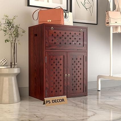 PS DECOR Solid Wooden Inverter Battery Cabinet | Single Battery Box | Wooden Inverter Battery Cabinet | Battery Box | Sheesham Wood, Standard (Mahogany Finish)