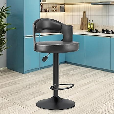ASTRIDE Amica High Bar Chair for Home Kitchen Stool in Black | 2 Years Warranty | [Upgraded Rust-Proof Heavy Duty Base]