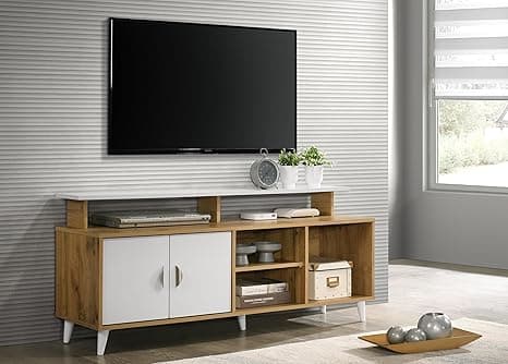 DeckUp Capella Engineered Wood TV Unit (Wotan Oak & White, Matte Finish)