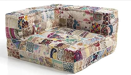 ASHEVILLE® White/Multi Handcrafted Upholstery No Wood Modular Sofa for Living Room, Home| Low Floor Seating, Sectional Couch, Modular Lounge Chair, Designer Kids Sofa, Cat Bed, Dog Bed| 80X80X40 CM