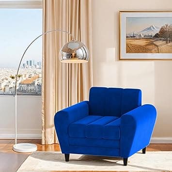 Torque - Bali Premium Fabric 1 Seater Sofa for Living Room (Blue) | Comfortable 1 Person Small Sofa Couch for Hall Festival New Home Gift | 1 Year Warranty