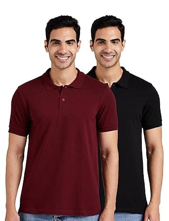 Amazon Brand - Symbol Men's Cotton Rich Solid Polo Tshirt | Collar Tshirts | Half Sleeves | Plain-Regular Fit (Available in Plus Sizes and Combo Pack of 2)