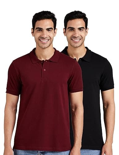Amazon Brand - Symbol Men's Cotton Rich Solid Polo Tshirt | Collar Tshirts | Half Sleeves | Plain-Regular Fit (Available in Plus Sizes and Combo Pack of 2)