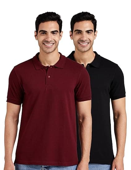 Amazon Brand - Symbol Men's Cotton Rich Solid Polo Tshirt | Collar Tshirts | Half Sleeves | Plain-Regular Fit (Available in Plus Sizes and Combo Pack of 2)