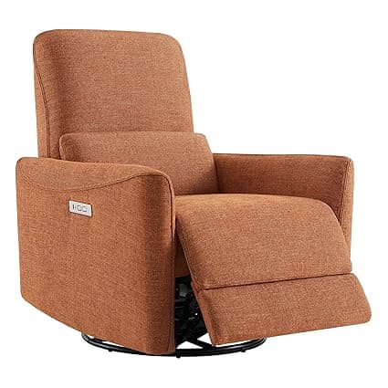CHITA Power Recliner Swivel Glider, Upholstered Living Room Reclining Sofa Chair with Lumbar Support, Pumpkin