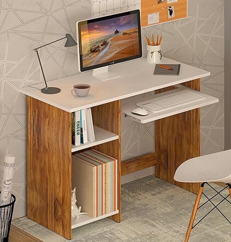 Callas Engineered Wood Computer Desk with Keyboard Tray – Small Modern Writing Desk for Home Office, Bedroom, or Living Room – Sturdy & Simple Laptop Table (CB-ST-04-Brown)