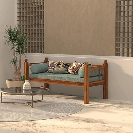 Solid Sheesham Wood Sofa 2 Seater Sofa Diwan Bed for Home Living Room Wooden Couch Diwan Sofa Settee for Living Room and Office | Rosewood Three 2 Seater Sofa (Honey, 2 Seater)