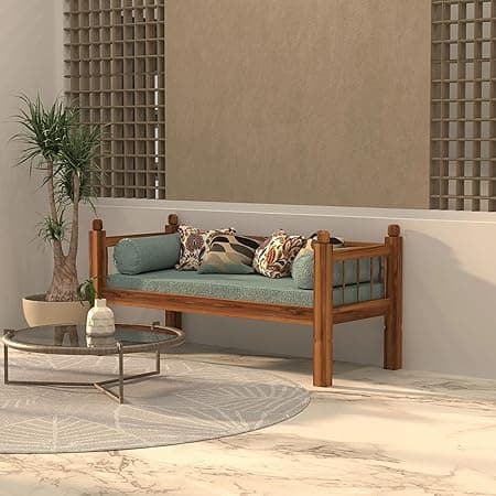 Solid Sheesham Wood Sofa 2 Seater Sofa Diwan Bed for Home Living Room Wooden Couch Diwan Sofa Settee for Living Room and Office | Rosewood Three 2 Seater Sofa (Honey, 2 Seater)