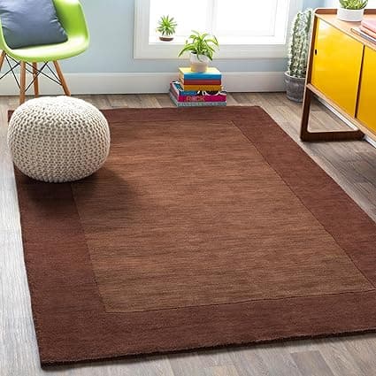 Handmade Pure Woolen Plain Carpet with 1 inch Thickness Carpets for Living Room 4x6 Feet Color Brown
