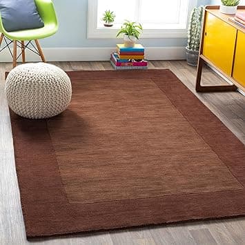Handmade Pure Woolen Plain Carpet with 1 inch Thickness Carpets for Living Room 4x6 Feet Color Brown