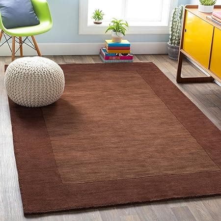 Handmade Pure Woolen Plain Carpet with 1 inch Thickness Carpets for Living Room 4x6 Feet Color Brown