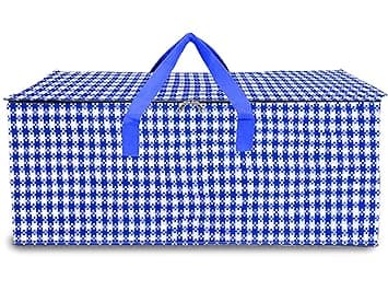 Shalimar Foldable Under Bed Storage/Duffle For Travel/Moving/Wardrobe Organizer Bag | Comfortable Handles | Water Resistant | 28.5Lx13.5Wx13.5H Inches | Pack of 1 - Blue/White