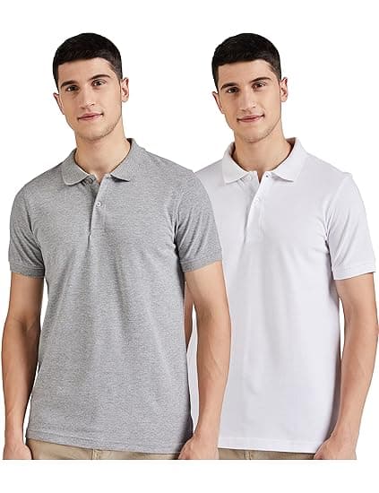 Amazon Brand - Symbol Men's Cotton Rich Solid Polo Tshirt | Collar Tshirts | Half Sleeves | Plain-Regular Fit (Available in Plus Sizes and Combo Pack of 2)