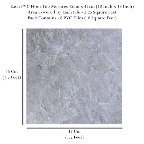 Store2508 Vinyl PVC Flooring Tiles Textured Marble Pattern Self Adhesive Peel & Stick Vinyl Flooring, 8 Tiles, 18 Square feet (Grey Marble) 2