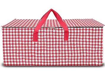 Shalimar Hdpe Large Capacity Travel Bag/Storage Bag/Move-In Bags/Duffel Bag-Strong,Durable,Foldable And Water Resistant (Pack Of 1)-Red/White (72.4L X 34.3W X 34.3H)