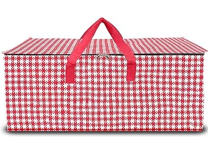 Shalimar Hdpe Large Capacity Travel Bag/Storage Bag/Move-In Bags/Duffel Bag-Strong,Durable,Foldable And Water Resistant (Pack Of 1)-Red/White (72.4L X 34.3W X 34.3H)