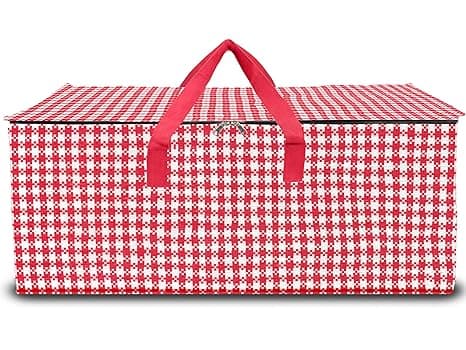 Shalimar Hdpe Large Capacity Travel Bag/Storage Bag/Move-In Bags/Duffel Bag-Strong,Durable,Foldable And Water Resistant (Pack Of 1)-Red/White (72.4L X 34.3W X 34.3H)