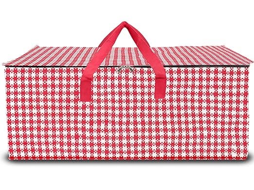Shalimar Hdpe Large Capacity Travel Bag/Storage Bag/Move-In Bags/Duffel Bag-Strong,Durable,Foldable And Water Resistant (Pack Of 1)-Red/White (72.4L X 34.3W X 34.3H)