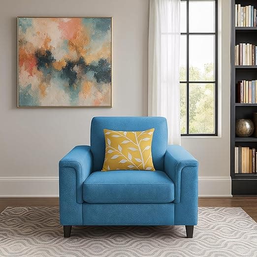 Casaliving Nancy Single Seater Sofa Set for Living Room (Aqua Blue)
