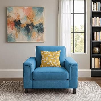 Casaliving Nancy Single Seater Sofa Set for Living Room (Aqua Blue)