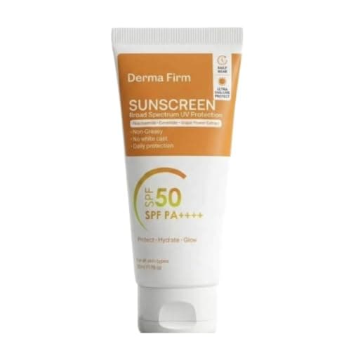 Derma Firm Sunscreen SPF 50 PA++++ from Nurture Aesthetics | Broad Spectrum UVA & UVB Protection | Lightweight Non-Greasy Formula | No White Cast | Daily Wear Sun Protection for All Skin Types | 50gm